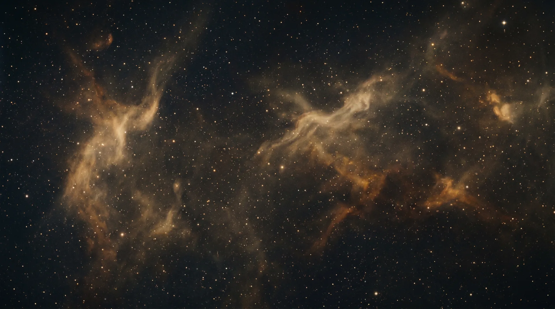 An infinite universe of stars veiled by faint golden nebulae